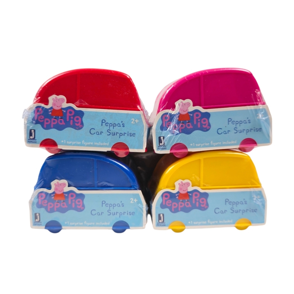 Jazwares, Peppa Pig Surprise Cars Bundle, 4pc Blind Collectible Figures Kids Toy